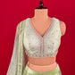 PISTA GREEN COLOUR ORGANZA SKIRT WITH CROP TOP BLOUSE & NET DUPATTA EMBELLISHED WITH PEARL & SEQUINS WORK