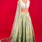 PISTA GREEN COLOUR ORGANZA SKIRT WITH CROP TOP BLOUSE & NET DUPATTA EMBELLISHED WITH PEARL & SEQUINS WORK