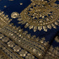 NAVY BLUE COLOUR ORGANZA SILK READYMADE RAW SILK BLOUSE SAREE EMBELLISHED WITH ANTIQUE KASAB, BEADS & SEQUINS WORK