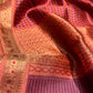 PEACH COLOUR SILK PEINTED SAREE WITH ZARI BORDE