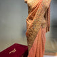 PEACH COLOUR CRUSHED TISSUE EMBROIDERED SAREE EMBELLISHMENT WITH SEQUINS, ZARI & RESHAM EMBROIDERY