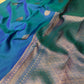 BLUE COLOR PURE  KANJIVARAM SILK SAREE EMBELLISHED WITH ZARI WEAVES