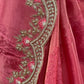 (DELIVERY IN 15-20 DAYS ) PINK COLOUR CREPE TISSUE SCALLOPED BORDER SAREE EMBELLISHED WITH CUTDANA, SEQUINS & ZARDOZI WORK