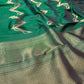 GREEN COLOR PURE KANJIVARAM SILK SAREE EMBELLISHED WITH ZARI WEAVES