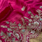 ONION PINK COLOR EMBROIDERED SATIN SILK SAREE EMBELLISHED WITH ZARDOZI, SEQUINS, CUTDANA AND BEADS WORK