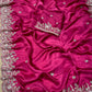 ONION PINK COLOR EMBROIDERED SATIN SILK SAREE EMBELLISHED WITH ZARDOZI, SEQUINS, CUTDANA AND BEADS WORK