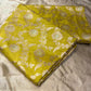 LEMON YELLOW COLOUR PURE BANARASI SILK SAREE EMBELLISHED WITH ZARI WEAVES