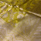 LEMON YELLOW COLOUR PURE BANARASI SILK SAREE EMBELLISHED WITH ZARI WEAVES