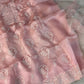 PINK COLOUR PURE ORGANZA HAND EMBROIDERED UNSTITCHED SUIT EMBELLISHED WITH PEARL & RESHAM SHADOW EMBROIDERY