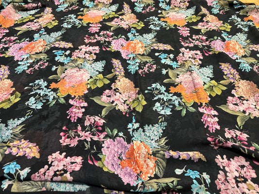 BLACK PURE PLATINUM CHIFFON SAREE
