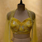 YELLOW COLOR GEORGETTE PALAZZO WITH CROP TOP & SHRUG EMBELLISHED WITH SEQUINS & CUTDANA WORK