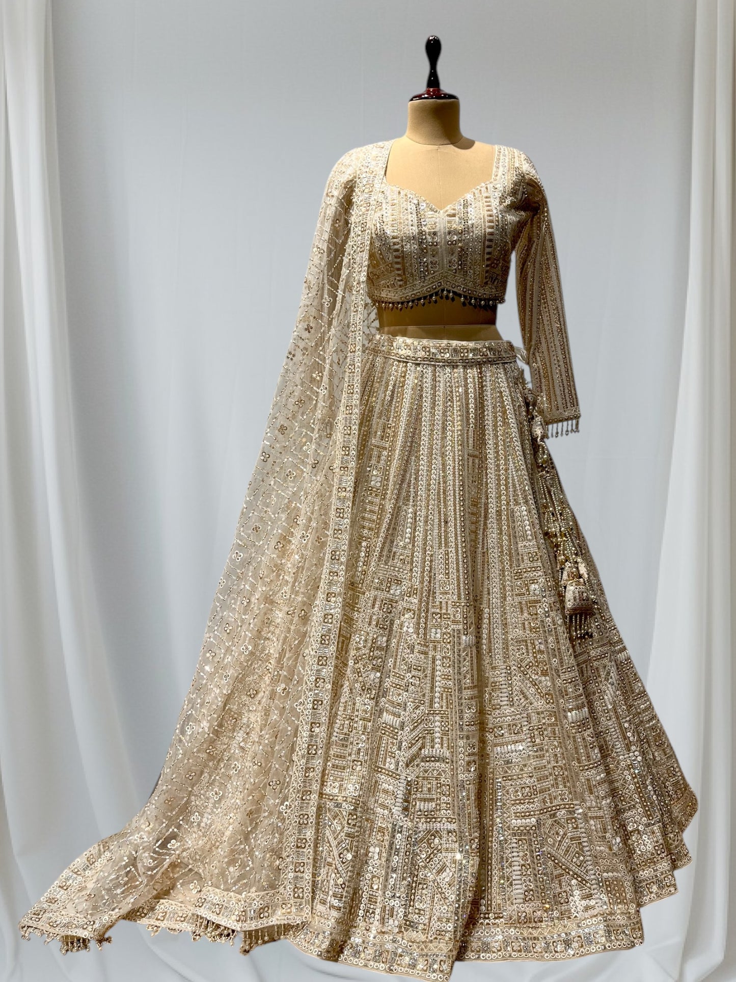 IVORY COLOR SEQUINS EMBROIDERED LEHENGA