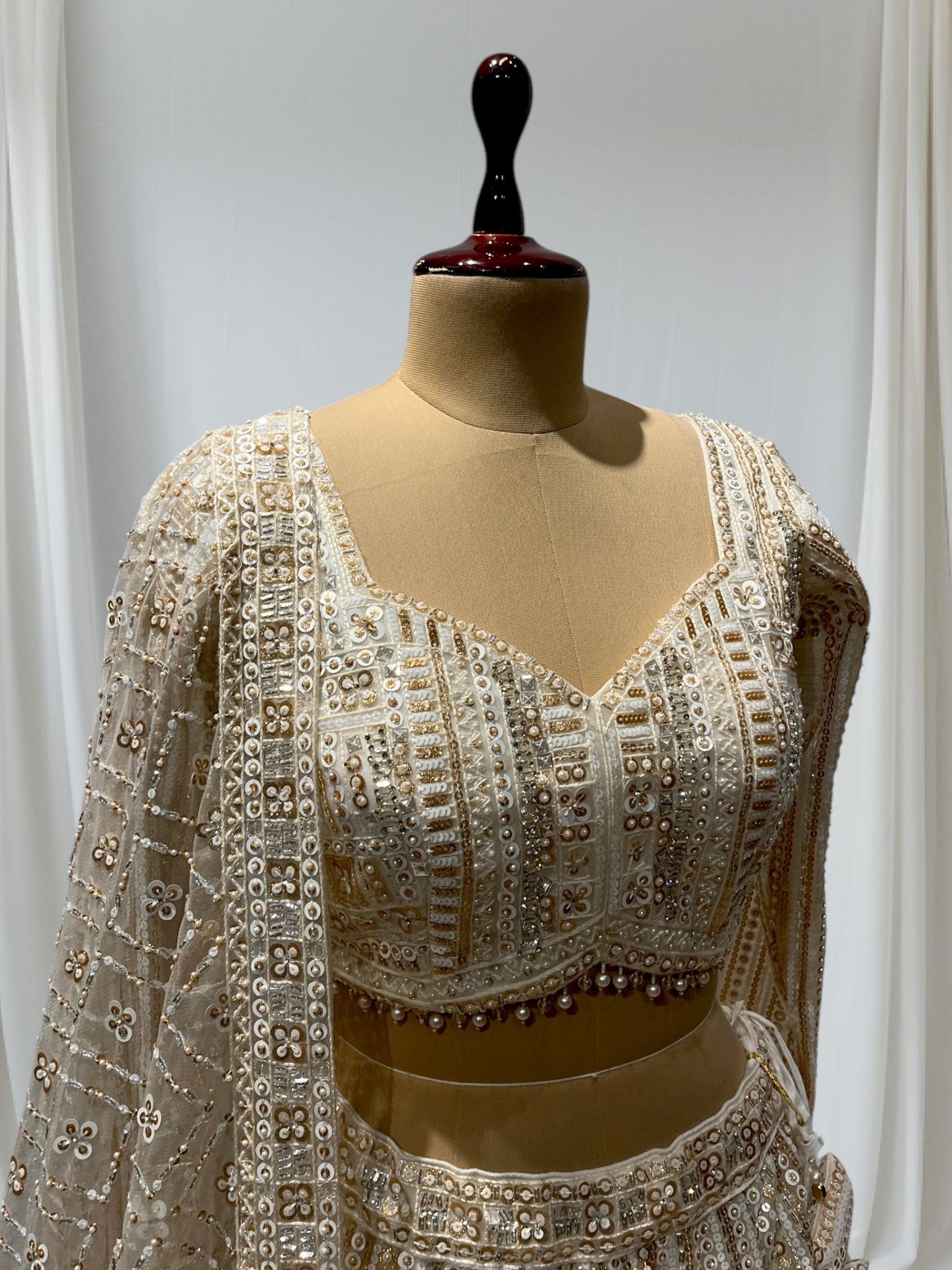 IVORY COLOR SEQUINS EMBROIDERED LEHENGA