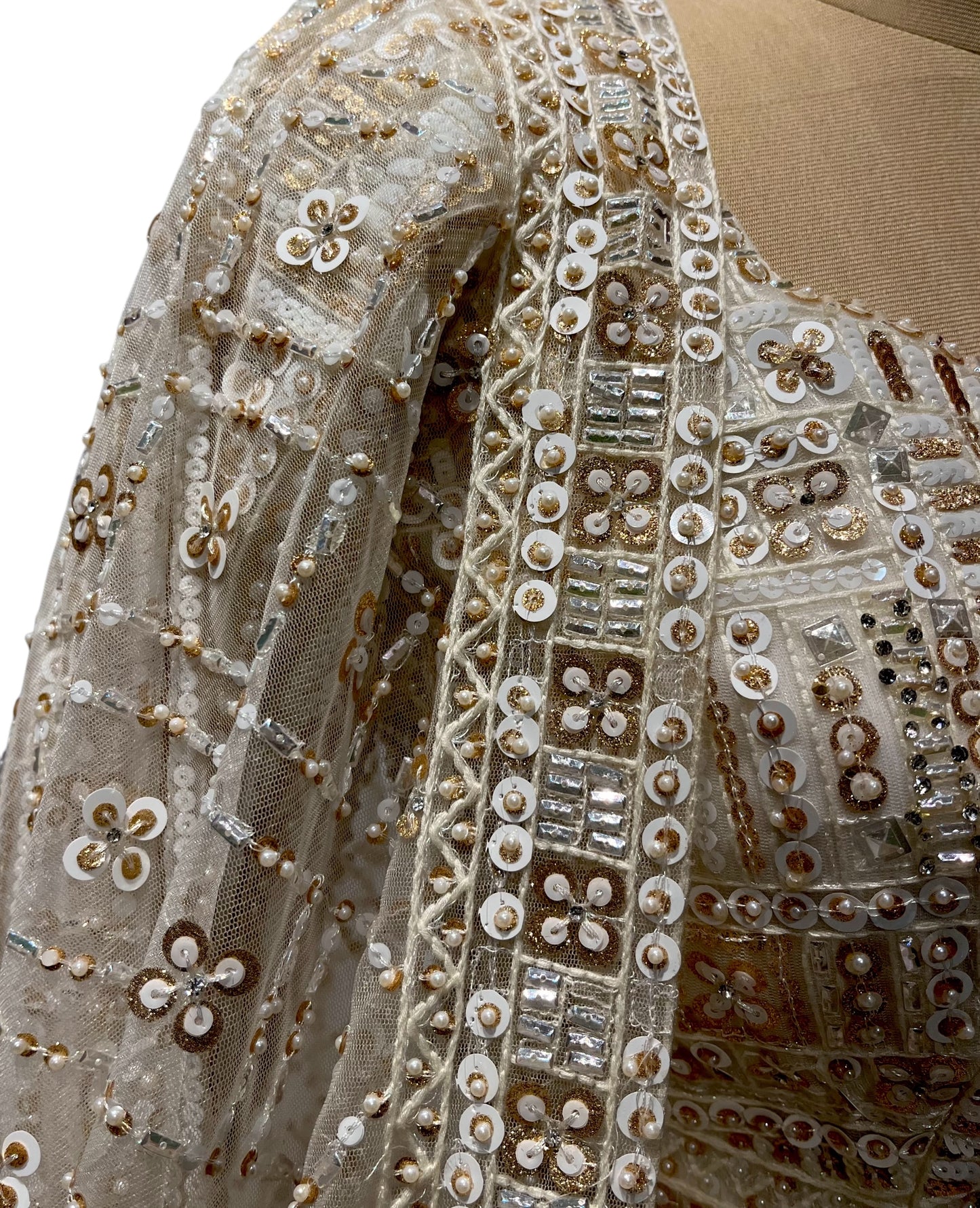 IVORY COLOR SEQUINS EMBROIDERED LEHENGA