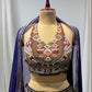 PURPLE COLOUR INDO-WESTERN PALAZZO DRESS WITH CROP TOP BLOUSE & DUPATTA EMBELLISHED WITH ZARI AND PITA WORK