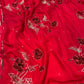 RED COLOUR PURE CHIFFON HAND EMBROIDERED SAREE WITH CREPE BLOUSE EMBELLISHED WITH SEQUINS & AARI WORK