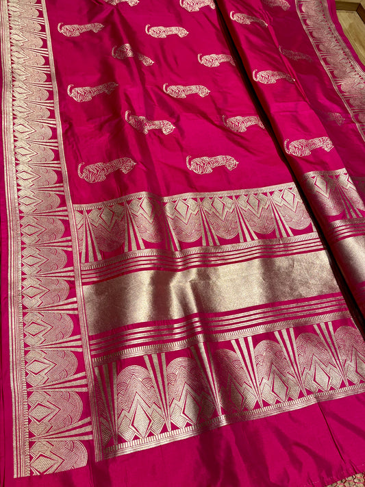 ( DELIVERY IN 20-25 DAYS ) RANI COLOUR PURE KATAN SILK SAREE EMBELLISHED WITH ZARI WEAV