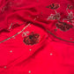 RED COLOUR PURE CHIFFON HAND EMBROIDERED SAREE WITH CREPE BLOUSE EMBELLISHED WITH SEQUINS & AARI WORK