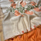 BEIGE COLOUR JAMDANI MUSLIN SAREE WITH CONTRAST BLOUSE