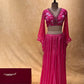 PINK COLOUR MUSLIN SILK PALAZZO WITH CROP TOP BLOUSE EMBELLISHED WITH CUTDANA WORK