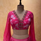 PINK COLOUR MUSLIN SILK PALAZZO WITH CROP TOP BLOUSE EMBELLISHED WITH CUTDANA WORK