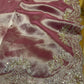 PINK TISSUE EMBROIDERED SAREE EMBELLISHED WITH CUTDANA & ZARDOZI WORK