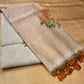 BEIGE COLOUR JAMDANI MUSLIN SAREE WITH CONTRAST BLOUSE