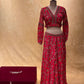 RED COLOUR CHINON FLORAL PRINTED PALAZZO WITH CROP TOP BLOUSE EMBELLISHED WITH CUTDANA WORK