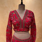 RED COLOUR CHINON FLORAL PRINTED PALAZZO WITH CROP TOP BLOUSE EMBELLISHED WITH CUTDANA WORK