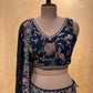 TEAL BLUE COLOR CHINON LEHENGA HAND EMBROIDERED CROP TOP BLOUSE WITH SEQUINS WORK & EMBELLISHED WITH CUTDANA