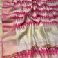 BEIGE & PINK COLOUR JAMDANI MUSLIN ZIG-ZAG PATTERN SAREE