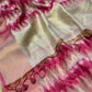 BEIGE & PINK COLOUR JAMDANI MUSLIN ZIG-ZAG PATTERN SAREE