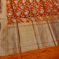 ORANGE COLOUR PURE BANARASI HANDLOOM SILK SAREE EMBELLISHED WITH ZARI WEAVES - Kothari Sons
