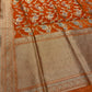 ORANGE COLOUR PURE BANARASI HANDLOOM SILK SAREE EMBELLISHED WITH ZARI WEAVES - Kothari Sons
