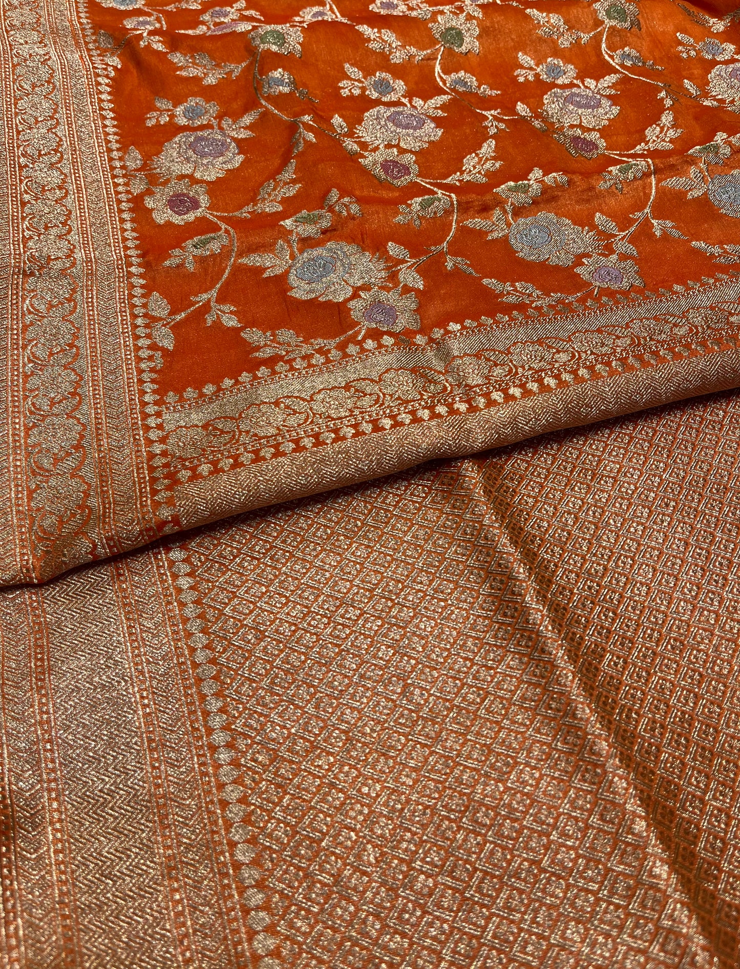 ORANGE COLOUR PURE BANARASI HANDLOOM SILK SAREE EMBELLISHED WITH ZARI WEAVES - Kothari Sons