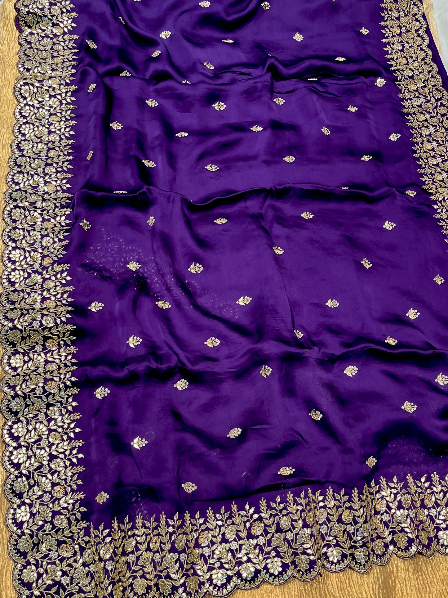 PURPLE COLOUR PURE ORGANZA GOTA PATTI EMBROIDERED SAREE