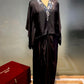 BLACK COLOUR CREPE SILK DHOTI DRAPE STYLE SKIRT & KAFTAN TOP