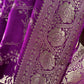 VIOLET PURPLE COLOUR SATIN SILK BANARASI SAREE EMBELLISHED WITH ZARI WEAVES