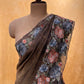 ( DELIVERY IN 25 DAYS ) COPPER CRUSHED TISSUE EMBROIDERED SAREE EMBELLISHED WITH CROSS STITCH Embroidery