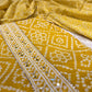 YELLOW COLOUR COTTON UNSTITCHED BANDHANI SUIT