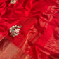 RED COLOUR MAHESHWARI HAND EMBROIDERED SAREE EMBELLISHED WITH AARI & SEQUINS WORK