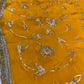 YELLOW COLOUR CHIFFON GOTA PATTI WORK EMBROIDERED SAREE WITH UNSTITCHED BLOUSE - Kothari Sons