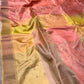 PEACH COLOUR PURE DHARMAVARAM SILK SAREE EMBELLISHED WITH ZARI WEAVES