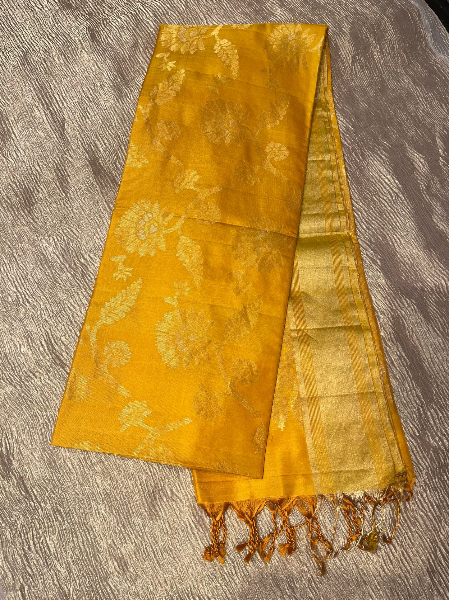 YELLOW COLOUR SILK DHARMAVARAM SAREE