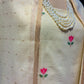 PALE YELLOW COTTON JAMDANI UNSTITCHED SUIT SET WITH DUPATTA (NO BOTTOMS)