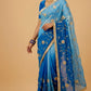 BLUE SHADED CHIFFON GOTA PATTI WORK EMBROIDERED SAREE WITH UNSTITCHED SUIT - Kothari Sons