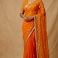 ORANGE SHADED CHIFFON GOTA PATTI WORK EMBROIDERED SAREE WITH UNSTITCHED BLOUSE - Kothari Sons