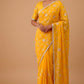 YELLOW COLOUR CHIFFON GOTA PATTI WORK EMBROIDERED SAREE WITH UNSTITCHED BLOUSE - Kothari Sons