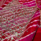 RANI RED LEHERIYA MIRROR WORK UNSTITCHED SUIT WITH ORGANZA LEHERIYA DUPATTA & PURE CREPE BOTTOM (DELIVERY IN 30 DAYS)