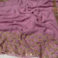 LAVENDER COLOUR PURE CHIFFON HAND EMBROIDERED SAREE EMBELLISHED WITH SEQUINS & CUD